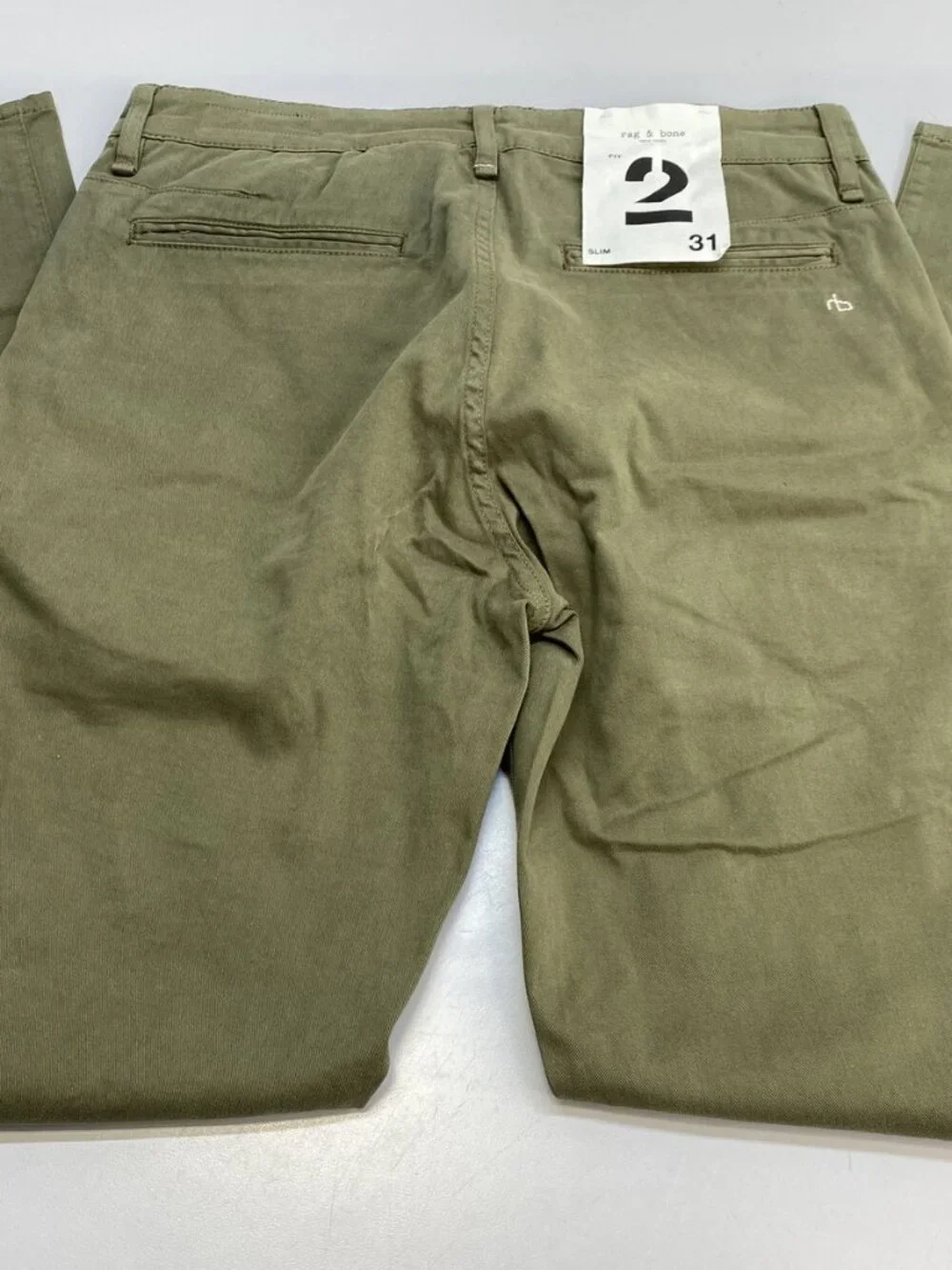 Rag & Bone Mens Pant Dark Green Size 31 Fit 2 Stretch Slim Cotton Twill Chino